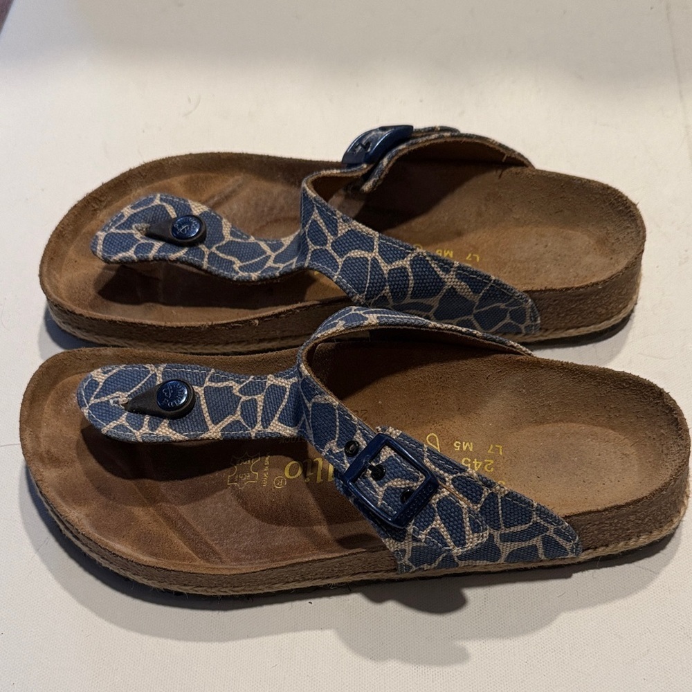 Birkenstock Blue Patterned Sandals - Picture 2 of 4